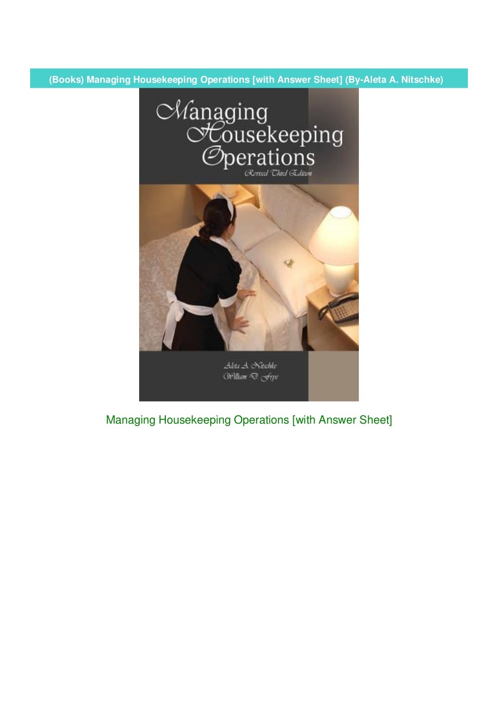 (Books) Managing Housekeeping Operations [with Answer Sheet] (ByAleta