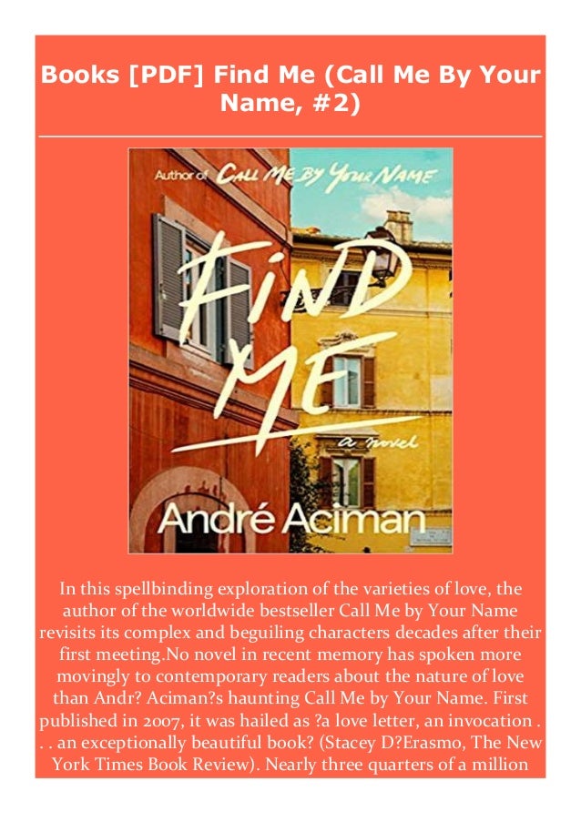 Books Pdf Find Me Call Me By Your Name 2