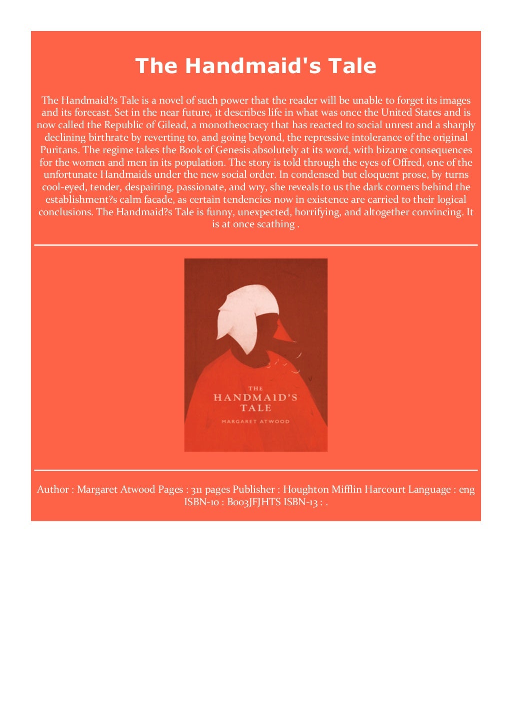 Books [PDF] The Handmaid's Tale