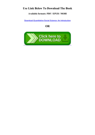 ( Books ) Quantitative Social Science: An Introduction