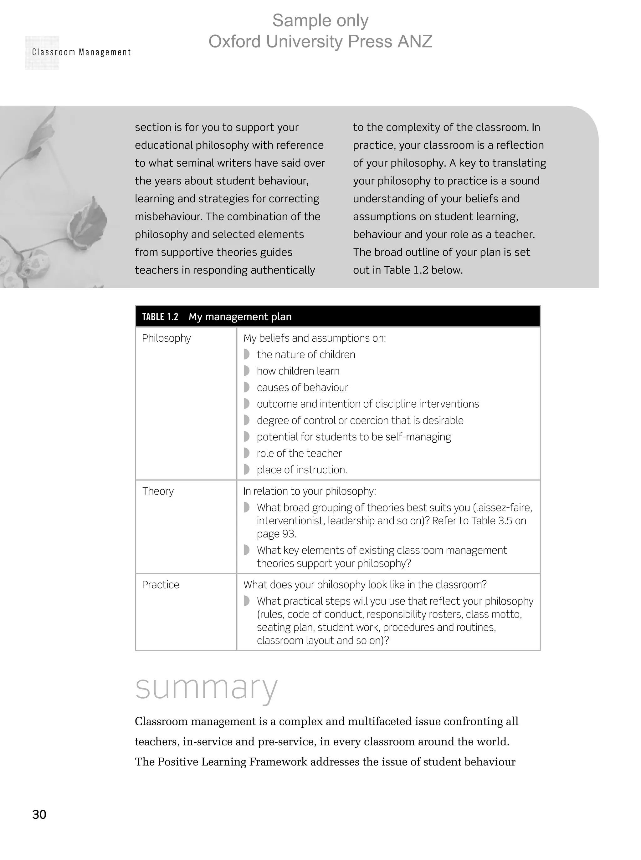 A Positive Learning Framework for Classroom Management | PDF ...