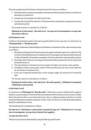 Reorder Level Fixation Introduction of Cost Accounting | PDF