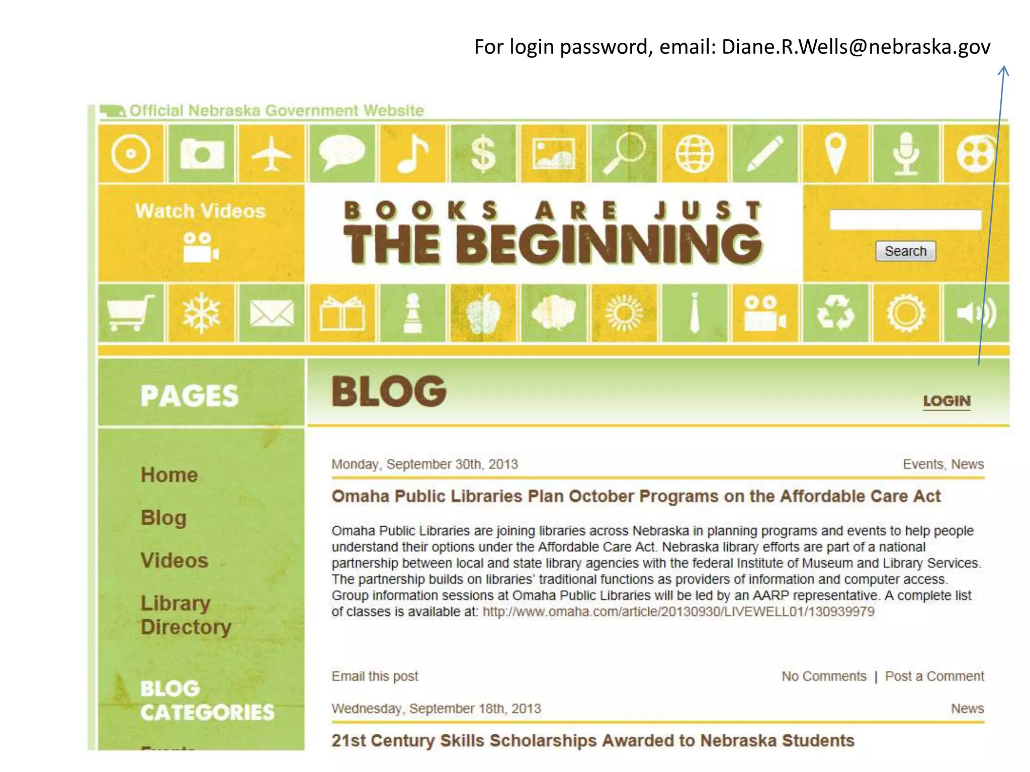 For login password, email: Diane.R.Wells@nebraska.gov
 