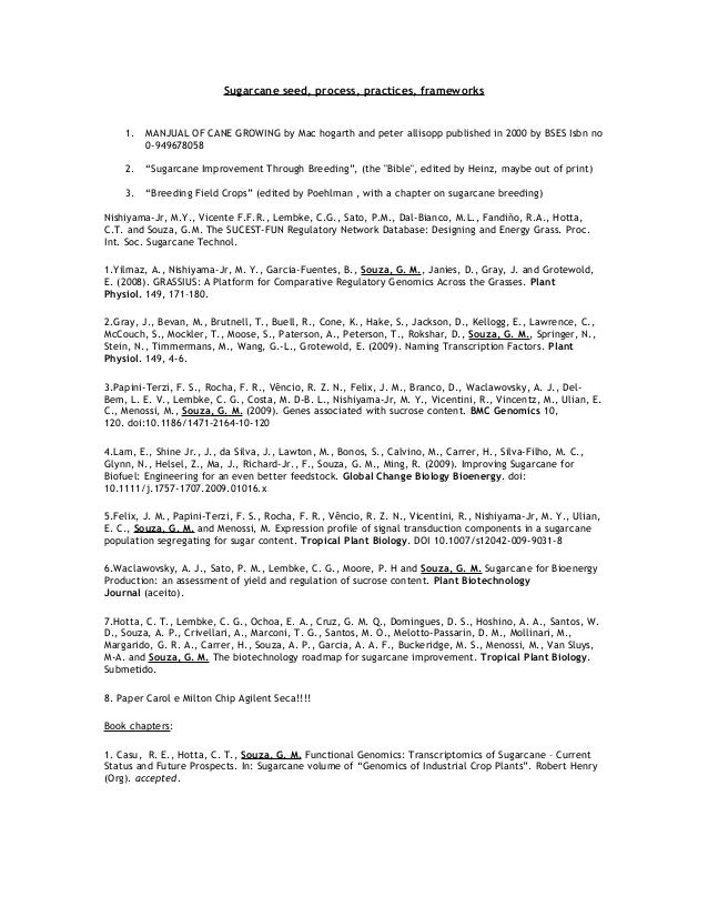 Sugarcane Seed Process Practices Frameworks