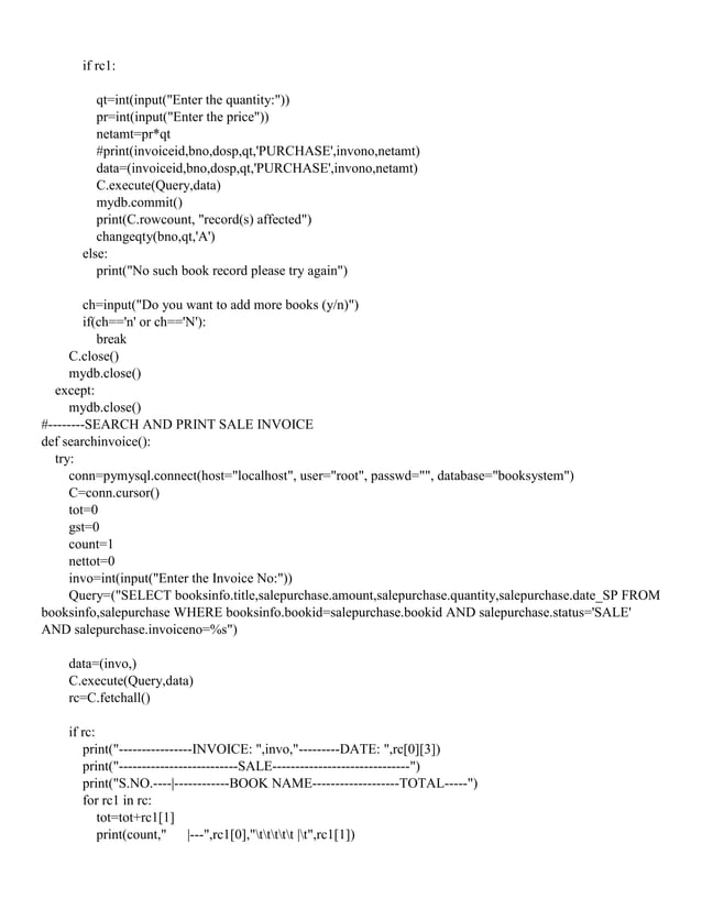 BOOK SHOP SYSTEM Project in Python | PDF