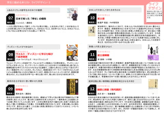 学生に勧める本リスト ライフデザイン- 2
ライフ
デザイン
自分の人生において，
何を大切にして生き
ていきたいのかを考
える
生き方を考える
日本で知った「幸せ」の値段07
とあるスリランカ留学生の日本での奮闘
一人の人間が日本という国で、いろいろと考え行動し、人生を歩んできて、いまがあるという
ことを深く感じさせてくれる内容でした。生きるということ、志を持つということ、日本ということ、
いろいろなことを考えさせてくれる楽しい一冊です。
難易度 1 にしゃんた / 講談社
生き方を考える
ウォルト・ディズニーに学ぶ七転び
八起き経営
08
ディズニーランドができるまで
ウォルト・ディズニーの伝記です。ウォルトはアニメ映画という分野を確立し，ディズニーとい
うブランドを作ったこと，そしてテーマパークを作ったことの大きく2つの偉業を成し遂げました．
新聞配達の少年だったウォルトがどのような過程で、人類から消えることがないであろうディ
ズニー映画を作っていったのか。そしてさらに、映画を超えてテーマパークを作ろうとしたとき
にどんな困難があったのかが描かれています。経営とタイトルに入っていますが、経営的要
素は少なく、むしろ生き方が学べる一冊だと思います。個人的にはかなり好きな本です。
難易度 1 パット ウイリアムズ / ネコパブリッシング
生き方を考える
啓発録09
幕末の志士が自分に言い聞かせた言葉
橋本左内は幕末に福井越前藩に生まれ，適塾などで学んだあと藩主松平春嶽のもとで藩
の教育にあたった人です．個人的には幕末の日本人のなかで，一番未来のことを真剣にか
つ正確に考えていた人だと思います．この本は橋本左内が15歳のときに自身への戒めと決
意として書いた啓発録という文書と，その他書簡が紹介されています．文章は難しくなく読み
やすいです．昔の人は15歳で，こんな強い決意と覚悟をもって生きていたのかと，いろいろ
感じるものがある本だと思います．
難易度 2 橋本左内 / 講談社
生き方を考える
論語と算盤（現代語訳）12
経済活動と高い倫理観と道徳観を両立させる大切さ
日本の近代資本主義の父である渋沢栄一が、経済活動と倫理感の両立について述べた本
です。明治時代に述べられた内容にも関わらず，現代に通じるものがほとんどです。資本
主義は欲望の暴走に巻き込まれやすいので，それを抑える倫理観，道徳観が必要であるこ
とを述べ，人格を磨くことの大切さを語っています．近代科学を学び，経営技術を駆使して
経済活動を効率よく行うとともに，高い倫理観と確固たる人生観を持って公に尽くす気持ち
で行動する大切さが描かれています．また，渋沢栄一が論語の各詩について説明した，渋
沢栄一「論語」の読み方合わせておすすめです．
難易度 3 渋沢 栄一 / 筑摩書房
生き方を考える
武士道10
日本人が大切にしてきた生き方とは
難易度 2 新渡戸 稲造 / PHP研究所
生き方を考える
武士道解題11
教養人が武士道をひもとく
台湾前総統で戦中の日本で育った李登輝が、新渡戸稲造の武士道について各章ごとに自
身の経験と照らし合わせながら解説した一冊です。教養教育の全てが詰っているかのよう
な良書です。本書の前半部分は李登輝の半生の紹介と新渡戸稲造の人生の紹介をしてい
ます．大正の教養教育を受けた李登輝の青年期の話から本当の教養とはなんだろうかと考
えることができます．そして後半は武士道の各章ごとの説明や感想があり，武士道を読んで
こういう風に考えるのか！といろいろ驚いたり，納得したりする部分があるのではと思いま
す全編を通して，李登輝の日本への深い愛を感じられるすばらしい本です．
難易度 3 李 登輝 / 小学館
明治時代に、海外の人に向けて、日本人というものを紹介するために書かれた
本です．発端は，宗教教育のない日本でどうやって道徳を学ぶのかという外国
の人々の疑問であり，日本には生活に密着した宗教はないが，武士道という精
神が日本人の正義や善悪の概念を形成していることを紹介しています．その武
士道を紹介しながら，西洋の教養的知識と同じ概念の日本の逸話を紹介し，日
本が決して野蛮で未開な地ではなく同じレベルにいる民族であることを暗に示し
ています．明治時代の日本人論であるこの武士道から，日本人としての思想や
考え方，生き方などが学べるのではと思います．
 