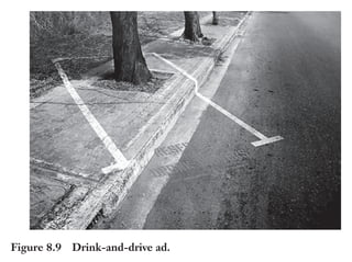 Trim Size: 6in x 9in Morin c08.tex V1 - 07/25/2018 5:59pm Page 183
k
k k
k
DELIVER TO THE PRIMAL BRAIN 183
Figure 8.9 Drink-and-drive ad.
Stories
“ . . . in the end, it’s the story that matters. Be unpredictable, be real, be inter-
esting. Tell a good story.”
– James Dashner, American author
At an empirical level, stories are described in every sales manual
as an effective technique to create a stronger rapport and to help per-
suade people. On a more scientific level, stories constitute a prolific
topic of discussion among psychologists, philosophers, educators, his-
torians and more recently neuroscientists. Their effect is described in
the research literature as “narrative transportation,” a phenomenon in
which the listener is mentally transported in the world of the story.
Antonio Damasio, director of the neuroscience department at
University of Southern California, said it best when he wrote: “The
problem of how to make all this wisdom understandable, transmissible,
persuasive, enforceable – in a word, of how to make it stick – was faced
and a solution found. Storytelling was the solution; storytelling is
something brains do, naturally, and implicitly. It should be no surprise
that it pervades the entire fabric of human societies and cultures” [183].
 