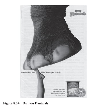 Trim Size: 6in x 9in Morin c08.tex V1 - 07/25/2018 5:59pm Page 263
k
k k
k
DELIVER TO THE PRIMAL BRAIN 263
increase the impact of a minidrama by having a first act about the
painful life of your prospect today without your solution, and con-
trast that by role-playing what their lives would be if only they had
your solution.
Contrast can be applied to highlight the benefits of your solution:
• Before and after
• Compared to your competitors
• Now instead of later
Figure 8.34 Dannon Danimals.
 