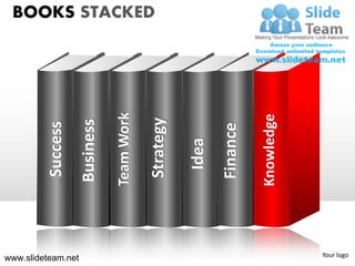 Success




www.slideteam.net
                    Business
                    Team Work
                                BOOKS STACKED




                     Strategy

                      Idea
                    Finance

                    Knowledge
      Your logo
 