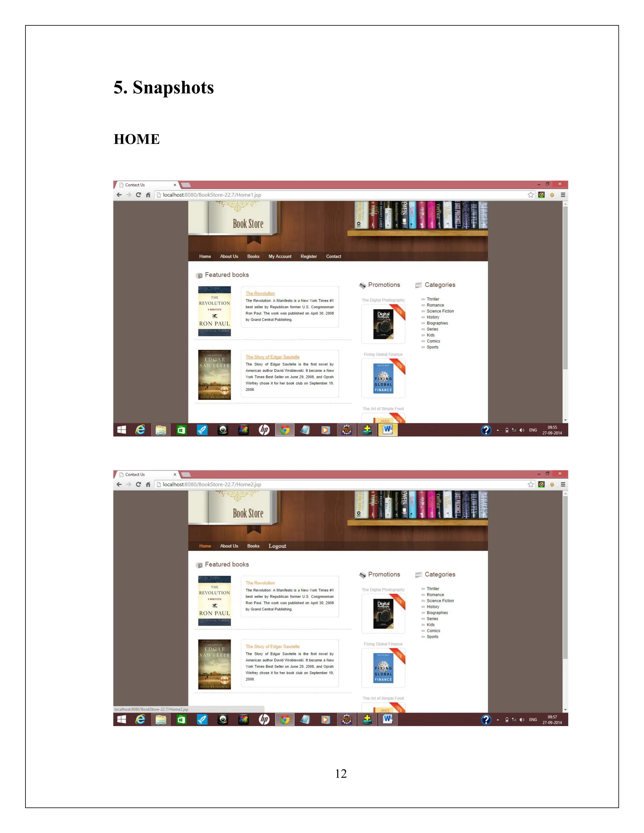 12
5. Snapshots
HOME
 