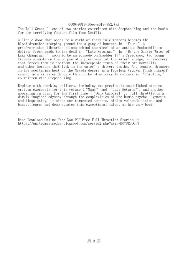 Book Story Full Throttle By Joe Hill