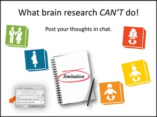 limitation
What brain research CAN’T do!
Post your thoughts in chat.
 