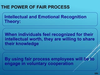 THE POWER OF FAIR PROCESS
Intellectual and Emotional Recognition
Theory:
When individuals feel recognized for their
intell...