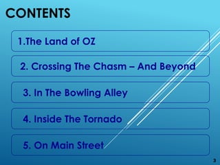 CONTENTS
3
1.The Land of OZ
2. Crossing The Chasm – And Beyond
3. In The Bowling Alley
4. Inside The Tornado
5. On Main Street
 