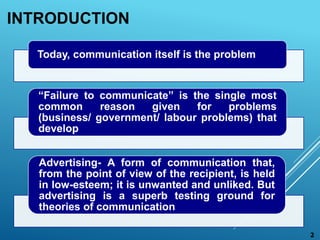 INTRODUCTION
2
Today, communication itself is the problem
“Failure to communicate” is the single most
common reason given ...
