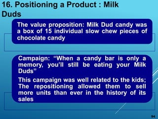 The value proposition: Milk Dud candy was
a box of 15 individual slow chew pieces of
chocolate candy
Campaign: “When a can...