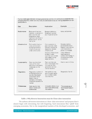 Book Summary - Reverse Innovation (Document) | PDF
