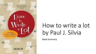 How to write a lot
by Paul J. Silvia
Book Summary
 