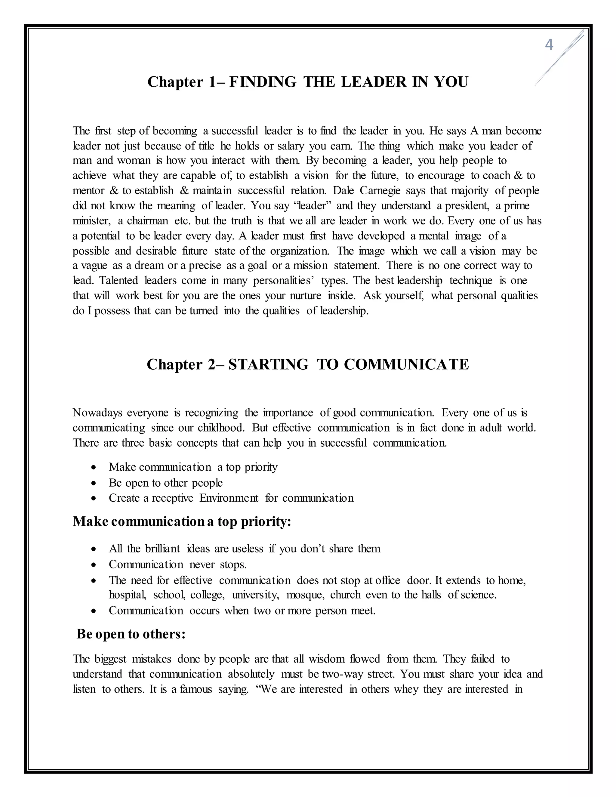 The Leader in You Dale Carnegie Book Summary DOCX