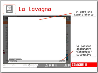 6
La lavagna
 Si apre uno
spazio bianco
Si possono
aggiungere
“schermate”
successive
 