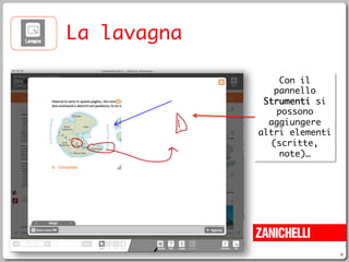 9
La lavagna
Con il
pannello
Strumenti si
possono
aggiungere
altri elementi
(scritte,
note)…
 