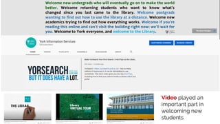 Video played an
important part in
welcoming new
students
 