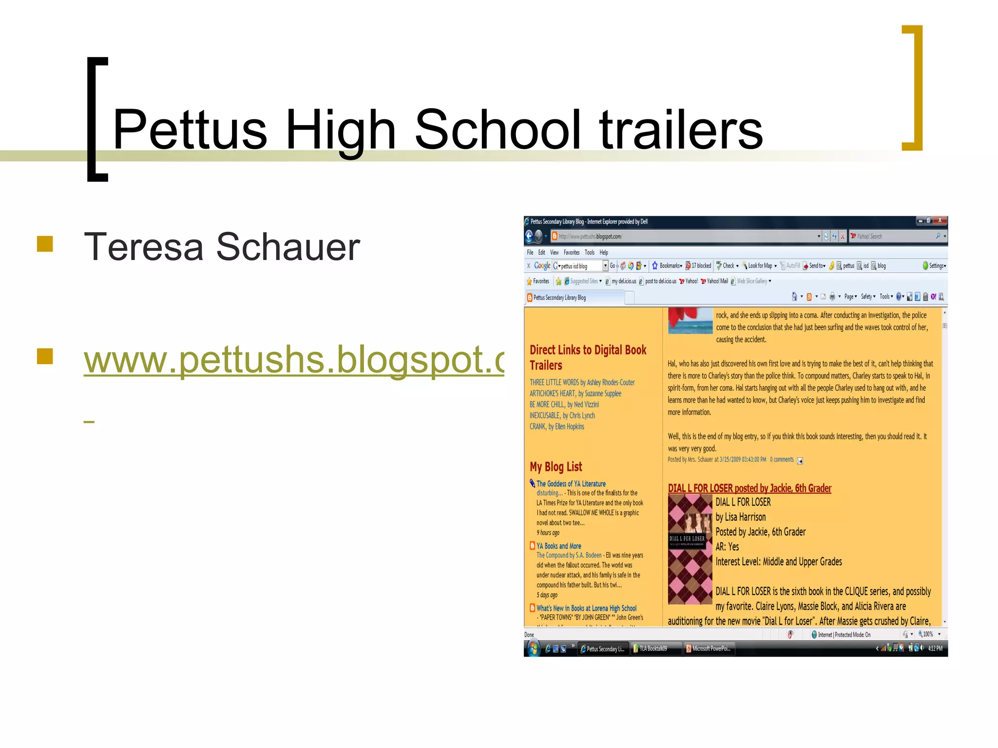 Pettus High School trailers Teresa Schauer www.pettushs.blogspot.com   