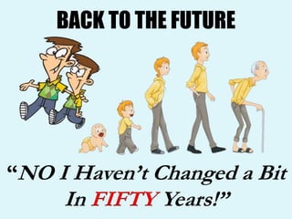 BACK TO THE FUTURE
“NO I Haven’t Changed a Bit
In FIFTY Years!”
 
