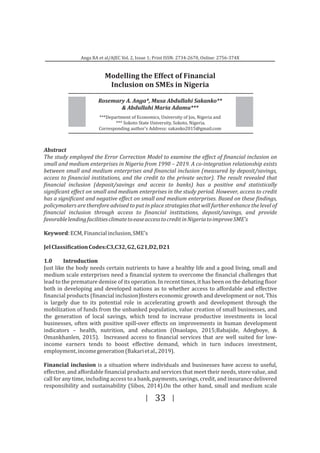 Modeling the Impact of Financial Inclusion on Nigerian SMEs: An ...