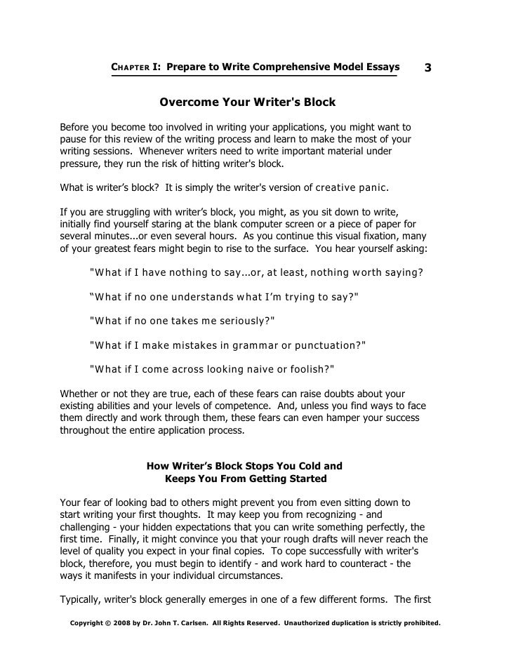 Writers block when writing an essay