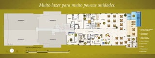 Muito lazer para muito poucas unidades.

                                                                        1
                                                     4

                                                                3
Rua Comandante Rubens Silva




                                                                            1 - Piscinas Adulto e Infantil
                                                                                com Deck Molhado

                                                                            2 - Churrasqueira
                                                                                com Chopeira
                                                5
                                                                            3 - Salão de Festas
                                                            7                  e Espaço Gourmet
                                                                        2
                                                                            4 - Sauna e Repouso

                                                     6              8       5 - Espaço Games

                                                                            6 - Fitness

                                                                            7 - Brinquedoteca

                                                                            8 - Espaço Kids
 