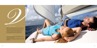 VV I A M A R E YA C H T 
Via Mare is not only a project but the name of a yacht that 
will be used by the tower’s tenants as part of the philosophy 
of the Papushado Company. Yacht model 382 is built 
currently in the well known DUFOUR shipyards in France. 
This yacht is equipped with many amenities and is 
particularly geared for sailing in the Mediterranean Sea. 
Le voilier VIA MARE 
Via Mare, ce n’est pas seulement un projet immobilier, c’est aussi le 
nom du voilier ultra-moderne qui sera à votre disposition. C’est la 
marque du service la société. 
En ce moment même, compagnie DUFOUR travaille à la construction 
du modèle 382, au confort luxueux, et conçu pour la course en mer 
méditerranée. 
26 27 
 