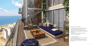 E N D L E SS O P T I O N S 
The sophisticated architectural design allows each buyer to 
make the internal division according to his needs. 
For example, you can devise an apartment that includes 
separate guest suites or divide the apartment to create private 
residential units. 
The lower floor is connected to the top floor through a 
spectacular and unique glass lobby. 
Un océan de possibilités 
La conception architecturale de Via mare vous permettra de décider 
des plans intérieurs selon votre envie. 
Ainsi il est possible de créer un appartement de plusieurs chambres 
séparées, ou alors une distribution de type appartements privés. 
L’étage inférieur est relié à l’étage supérieur par un magnifique hall 
d’entrée en verre. 
The balcony is on the entrance floor of the Royal Duplex Loft, at the center of which, a spectacular glass lobby connects to the top floor (illustration) 
Le balcon de l’étage d’entrée dans le Royal Duplex-Loft avec, au centre, un superbe hall d’entrée en verre qui conduit à l’étage supérieur (illustration) 
54 55 
 