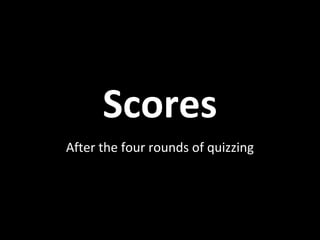 Scores
After the four rounds of quizzing
 