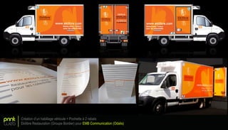 print
web
Création d’un habillage véhicule + Pochette à 2 rabats
Ekilibre Restauration (Groupe Bordier) pour EMB Communication (Odalis)