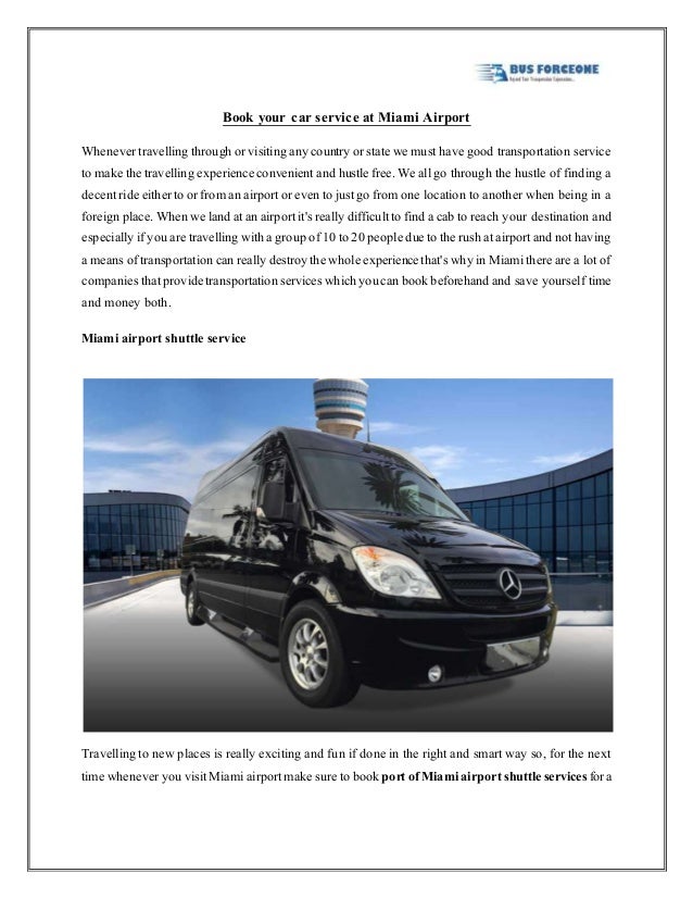 Book your car service at Miami Airport