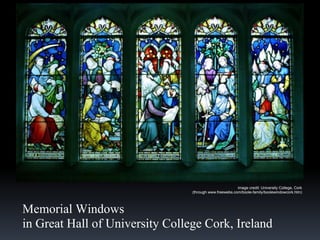 image credit: University College, Cork
(through www.freewebs.com/boole-family/boolewindowcork.htm)

Memorial Windows
in Great Hall of University College Cork, Ireland

 