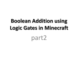 Boolean Addition using
Logic Gates in Minecraft

part2

 