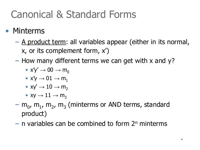 boolean algebra canonical form boolean