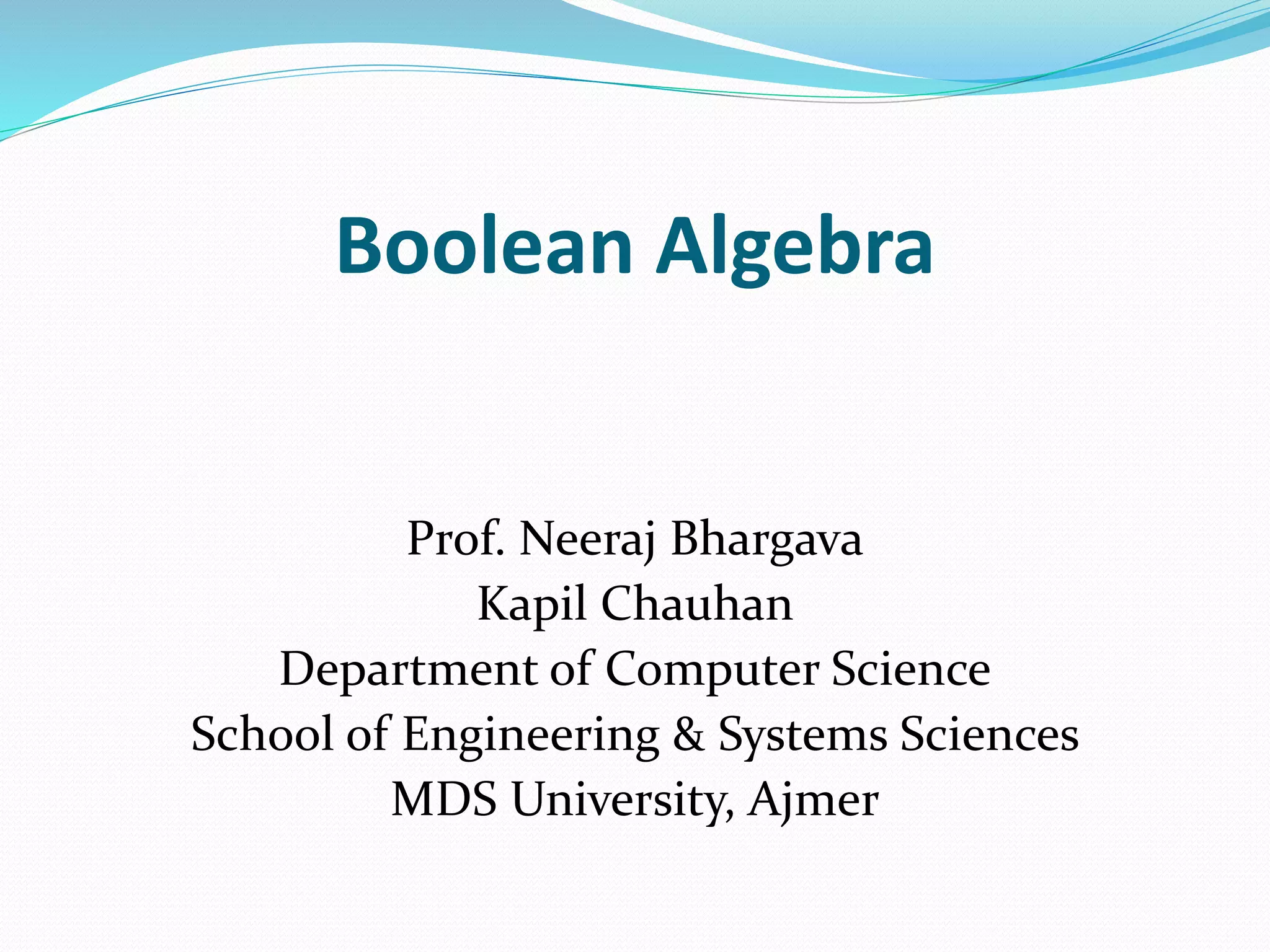 Boolean algebra | PPT