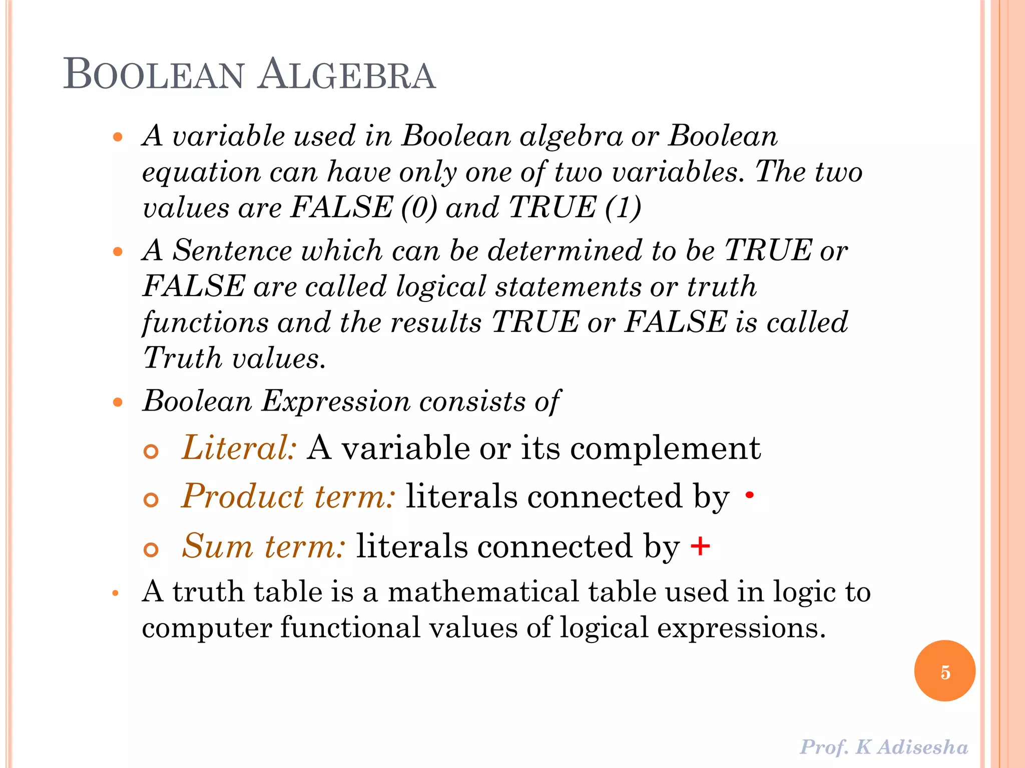 Boolean algebra and Logic gates | PDF