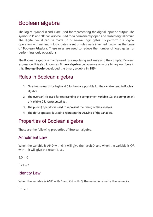 Boolean Algebra.pdf | Programming Languages | Computing