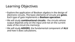 Introduction to Computer arch and org Full and Half Adders Boolean ...