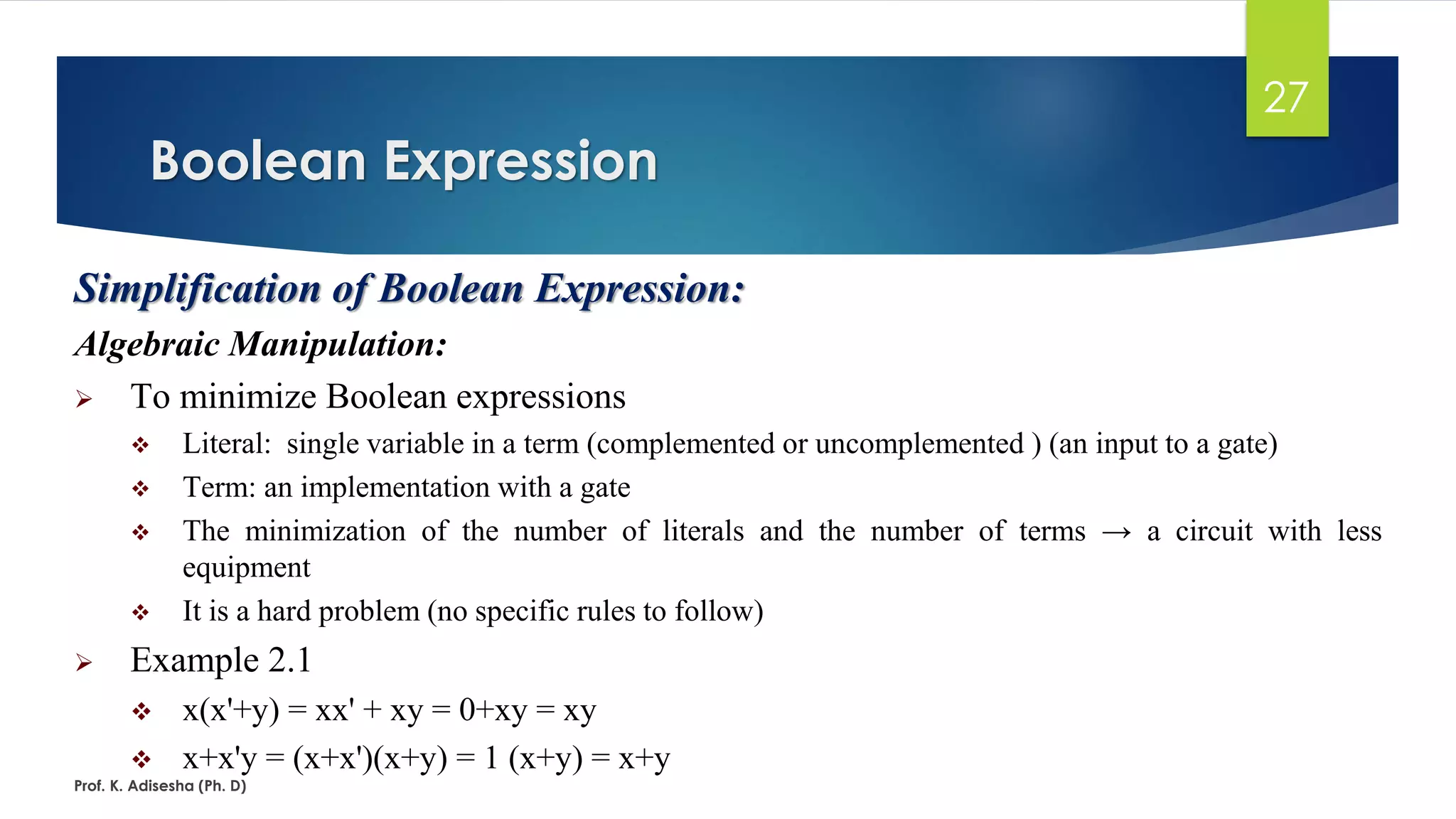 Boolean algebra & logic gates | PDF