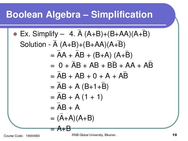 Boolean Algebra Simplification And Combination Circuits