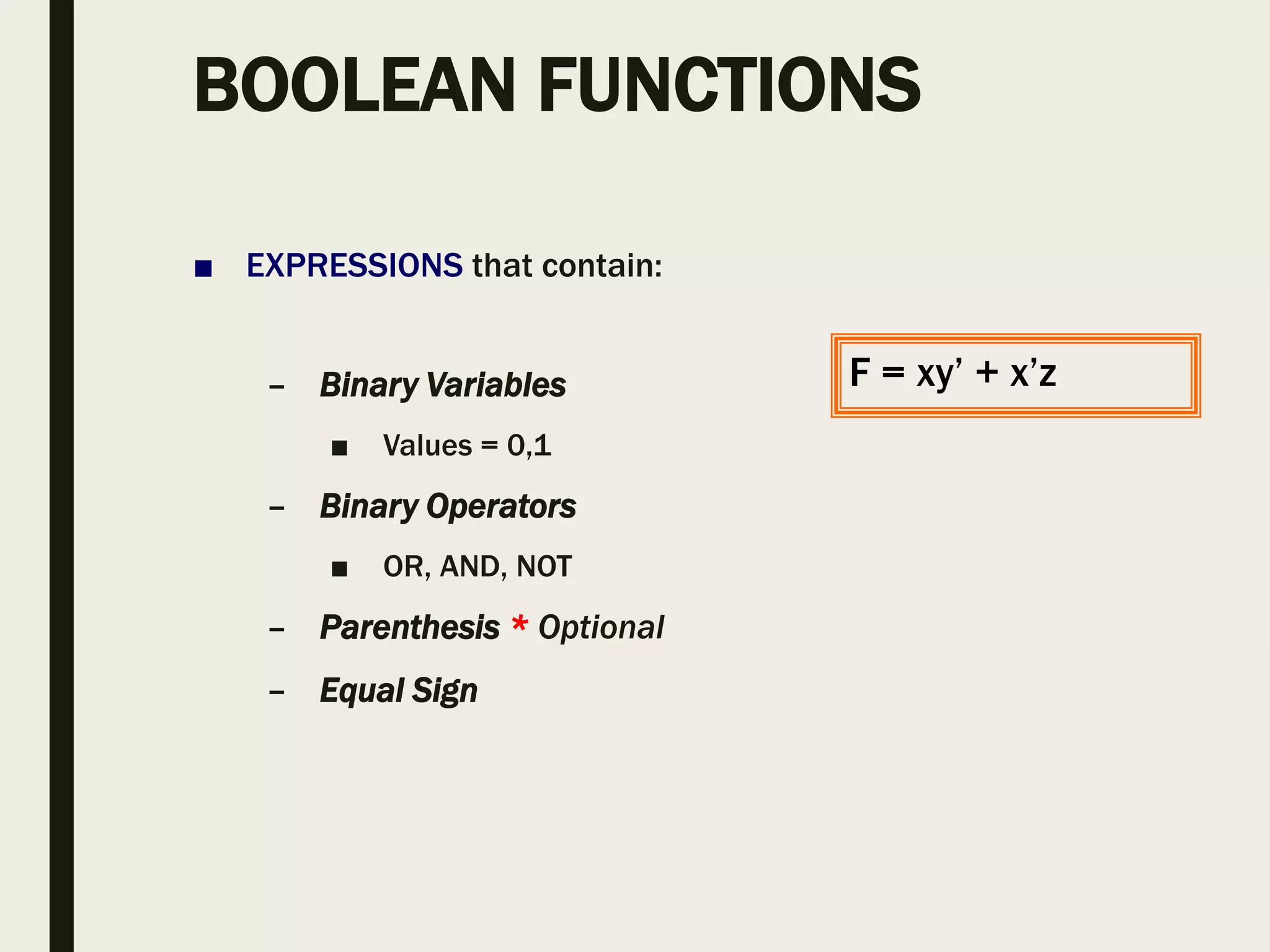 Boolean functions | PPT