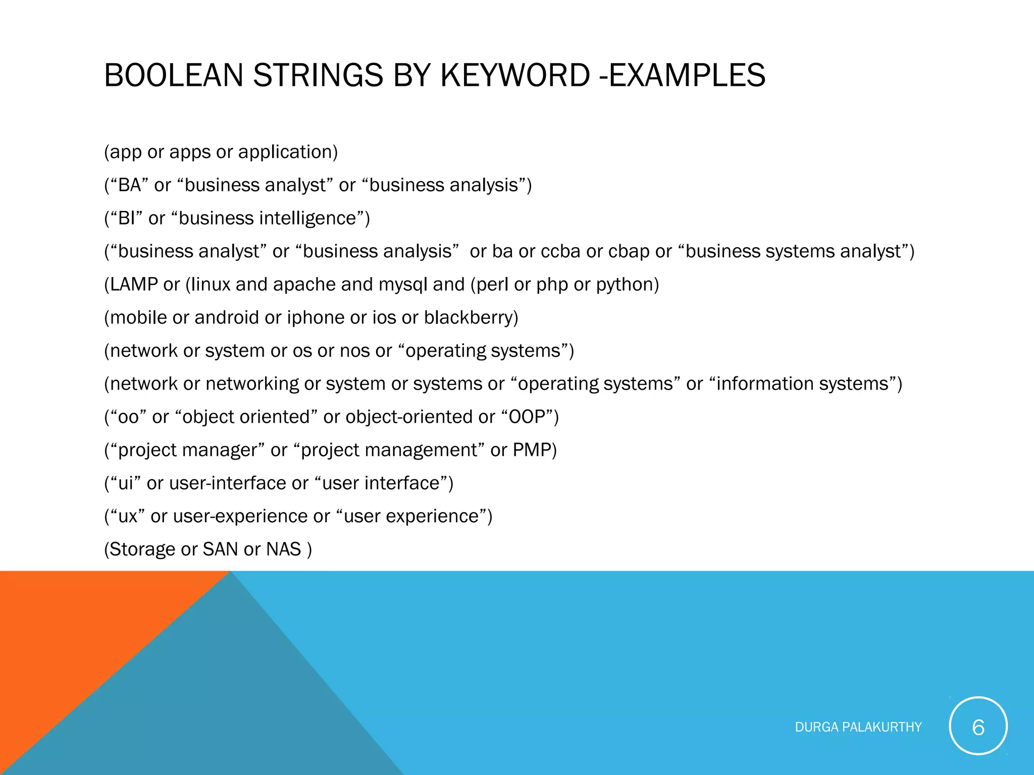 Boolean Search.. A Basic Level for internal KT/Reference material | PPT