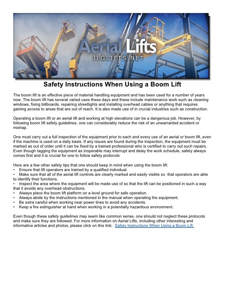 Safety Instructions When Using a Boom Lift