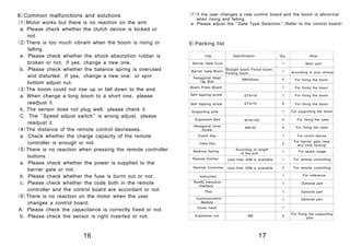 Boom barrier technical data sheet