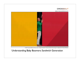 www.crosscutadvisory.com




            © 2012 Crosscut Advisory Partners, LLC. All rights reserved. Crosscut and the Crosscut logo are trademarks of Crosscut Advisory.



Understanding Baby Boomers: Sandwich Generation
 